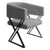 Poltrona Decorativa Mirela Pes Metal Linho Cinza VConcept