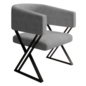 Poltrona Decorativa Mirela Pes Metal Linho Cinza VConcept