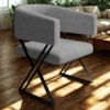 Poltrona Decorativa Mirela Pes Metal Linho Cinza VConcept