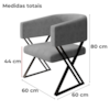 Poltrona Decorativa Mirela Pes Metal Linho Cinza VConcept