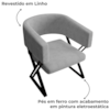 Poltrona Decorativa Mirela Pes Metal Linho Cinza VConcept
