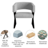 Poltrona Decorativa Mirela Pes Metal Linho Cinza VConcept