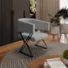 Poltrona Decorativa Mirela Pes Metal Linho Cinza VConcept