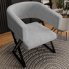 Poltrona Decorativa Mirela Pes Metal Linho Cinza VConcept