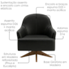 Poltrona Decorativa Naomi Base Giratoria Courino TCS 724 MOLL
