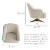 Poltrona Decorativa Naomi Base Giratoria Courino TCS 725 MOLL