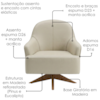 Poltrona Decorativa Naomi Base Giratoria Courino TCS 725 MOLL
