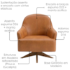 Poltrona Decorativa Naomi Base Giratoria Courino TCS 727 MOLL