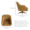 Poltrona Decorativa Naomi Base Giratoria Linho Color Trend TCA 219 MOLL