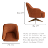 Poltrona Decorativa Naomi Base Giratoria Linho Color Trend TCA 303 MOLL