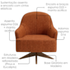 Poltrona Decorativa Naomi Base Giratoria Linho Color Trend TCA 303 MOLL