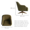 Poltrona Decorativa Naomi Base Giratoria Linho Color Trend TCA 307 MOLL