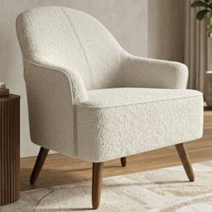 Poltrona Decorativa Naomi Pes Madeira Boucle TCE 1010 MOLL