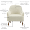 Poltrona Decorativa Naomi Pes Madeira Boucle TCE 1010 MOLL