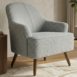 Poltrona Decorativa Naomi Pes Madeira Boucle TCE 1018 MOLL