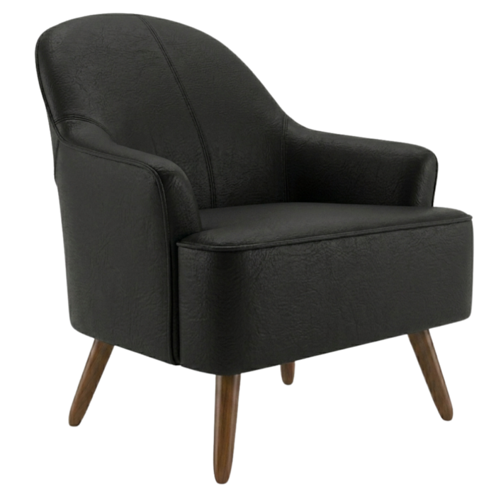 Poltrona Decorativa Naomi Pes Madeira Courino TCS 724 MOLL