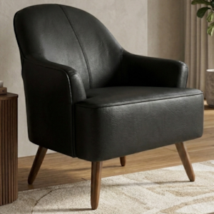 Poltrona Decorativa Naomi Pes Madeira Courino TCS 724 MOLL