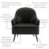 Poltrona Decorativa Naomi Pes Madeira Courino TCS 724 MOLL