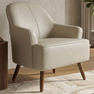 Poltrona Decorativa Naomi Pes Madeira Courino TCS 725 MOLL