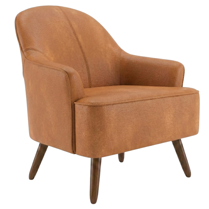 Poltrona Decorativa Naomi Pes Madeira Courino TCS 727 MOLL