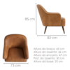 Poltrona Decorativa Naomi Pes Madeira Courino TCS 727 MOLL