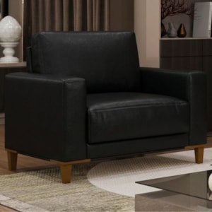 Poltrona Decorativa Oasis Pes Madeira Courino TCS 724 MOLL