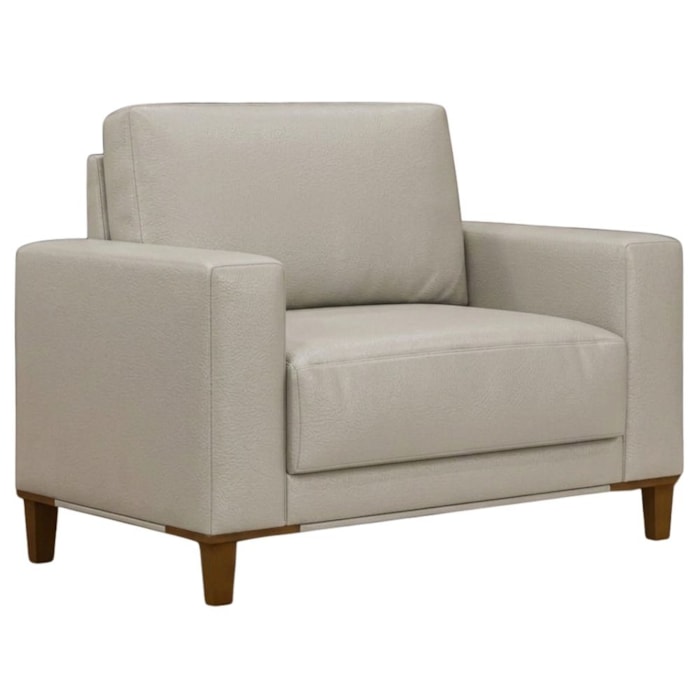 Poltrona Decorativa Oasis Pes Madeira Courino TCS 725 MOLL
