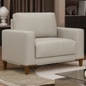 Poltrona Decorativa Oasis Pes Madeira Courino TCS 725 MOLL