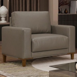 Poltrona Decorativa Oasis Pes Madeira Courino TCS 726 MOLL