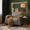Poltrona Decorativa Oasis Pes Madeira Courino TCS 726 MOLL