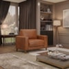 Poltrona Decorativa Oasis Pes Madeira Courino TCS 727 MOLL