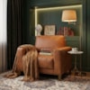 Poltrona Decorativa Oasis Pes Madeira Courino TCS 727 MOLL