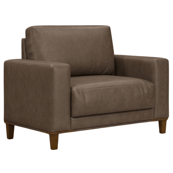 Poltrona Decorativa Oasis Pes Madeira Courino TCS 729 MOLL