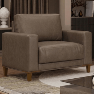 Poltrona Decorativa Oasis Pes Madeira Courino TCS 729 MOLL