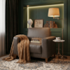 Poltrona Decorativa Oasis Pes Madeira Courino TCS 729 MOLL