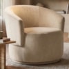 Poltrona Decorativa Organica Base Fixa Veludo Bege MPassos