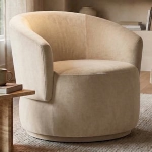 Poltrona Decorativa Organica Base Fixa Veludo Bege MPassos