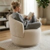 Poltrona Decorativa Organica Base Fixa Veludo Bege MPassos