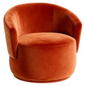 Poltrona Decorativa Organica Base Fixa Veludo Terracota MPassos