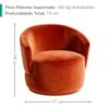 Poltrona Decorativa Organica Base Fixa Veludo Terracota MPassos