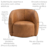 Poltrona Decorativa Organica Essence Base Fixa Courino TCS 727 MOLL
