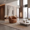 Poltrona Decorativa Organica Essence Base Fixa Courino TCS 727 MOLL