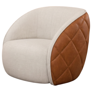 Poltrona Decorativa Organica Essence Base Fixa Linho E Courino TCA 210 TCS 727 MOLL