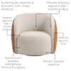 Poltrona Decorativa Organica Essence Base Fixa Linho E Courino TCA 210 TCS 727 MOLL