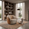 Poltrona Decorativa Organica Essence Base Fixa Linho E Courino TCA 210 TCS 727 MOLL