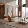 Poltrona Decorativa Organica Essence Base Fixa Linho E Courino TCA 210 TCS 727 MOLL
