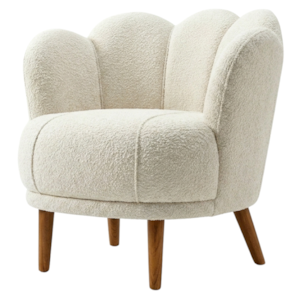 Poltrona Decorativa Organica Flora Pes Madeira Boucle TCE 1010 MOLL