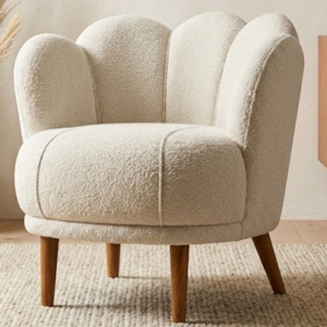 Poltrona Decorativa Organica Flora Pes Madeira Boucle TCE 1010 MOLL
