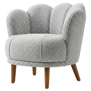 Poltrona Decorativa Organica Flora Pes Madeira Boucle TCE 1018 MOLL