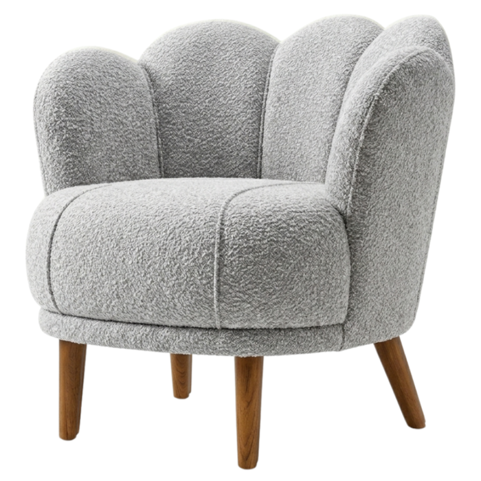 Poltrona Decorativa Organica Flora Pes Madeira Boucle TCE 1018 MOLL